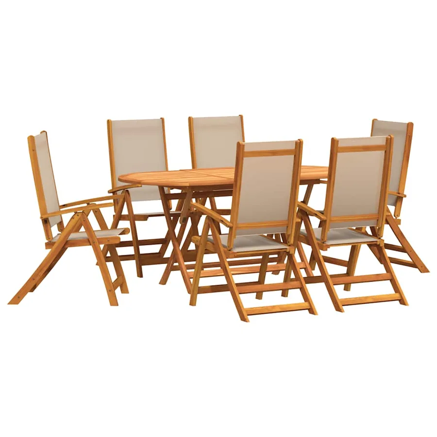 Ensemble à Manger de jardin 7pcs bois d'acacia solide textilène - 2