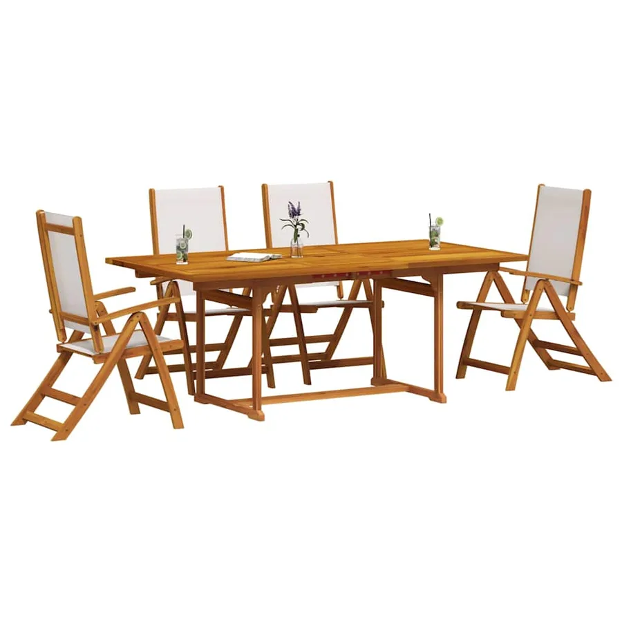 Ensemble à manger de jardin 5pcs bois d'acacia solide textilène - 6
