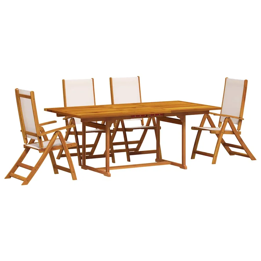 Ensemble à manger de jardin 5pcs bois d'acacia solide textilène - 2