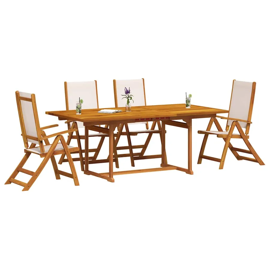Ensemble à manger de jardin 5pcs bois d'acacia solide textilène - 7