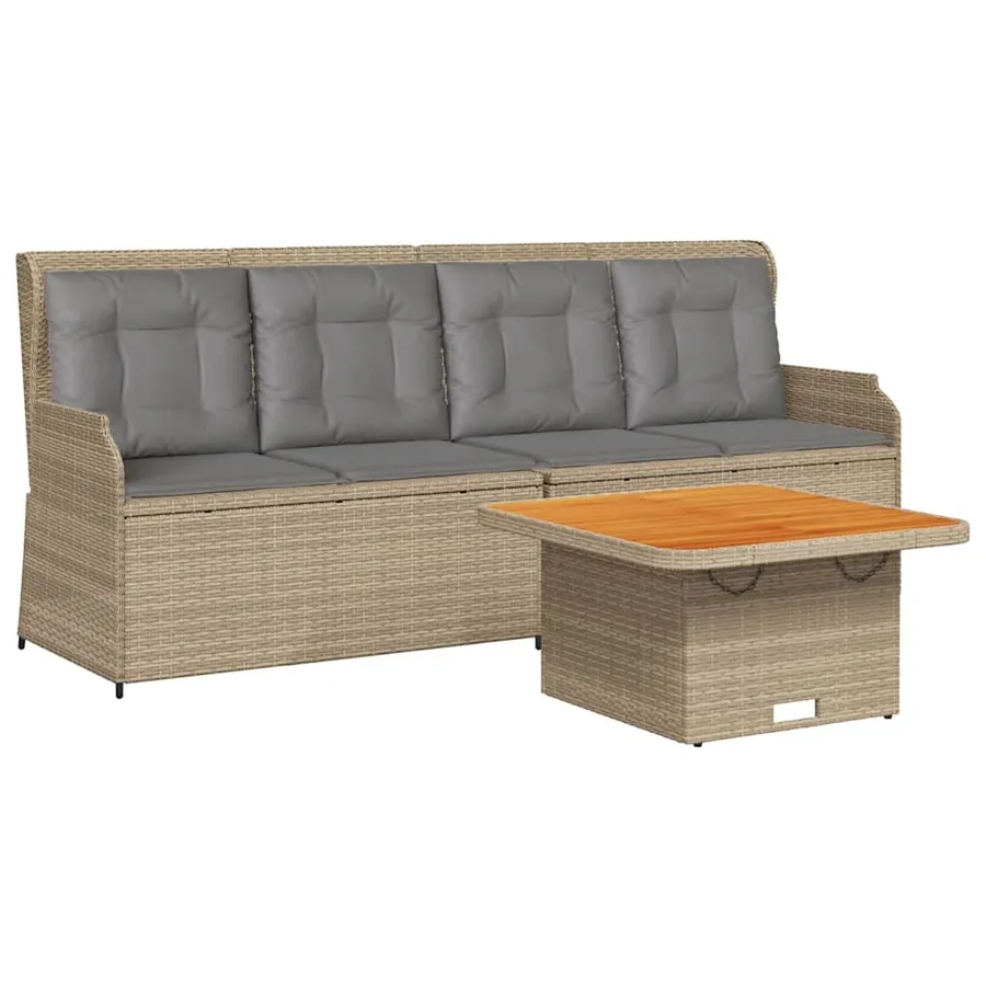 Salon de jardin avec coussins 3 pcs beige résine tressée - 2