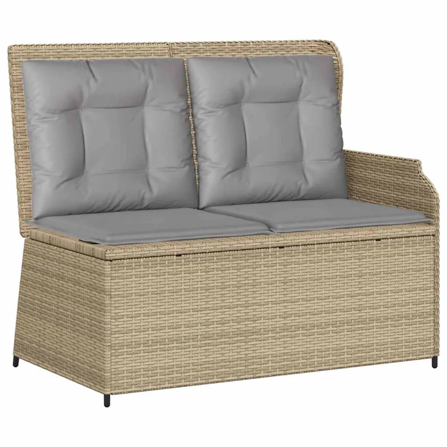 Salon de jardin avec coussins 3 pcs beige résine tressée - 4