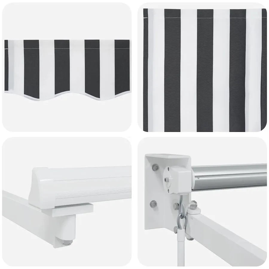 Auvent rétractable anthracite et blanc 4,5x3 m tissu/aluminium - 9