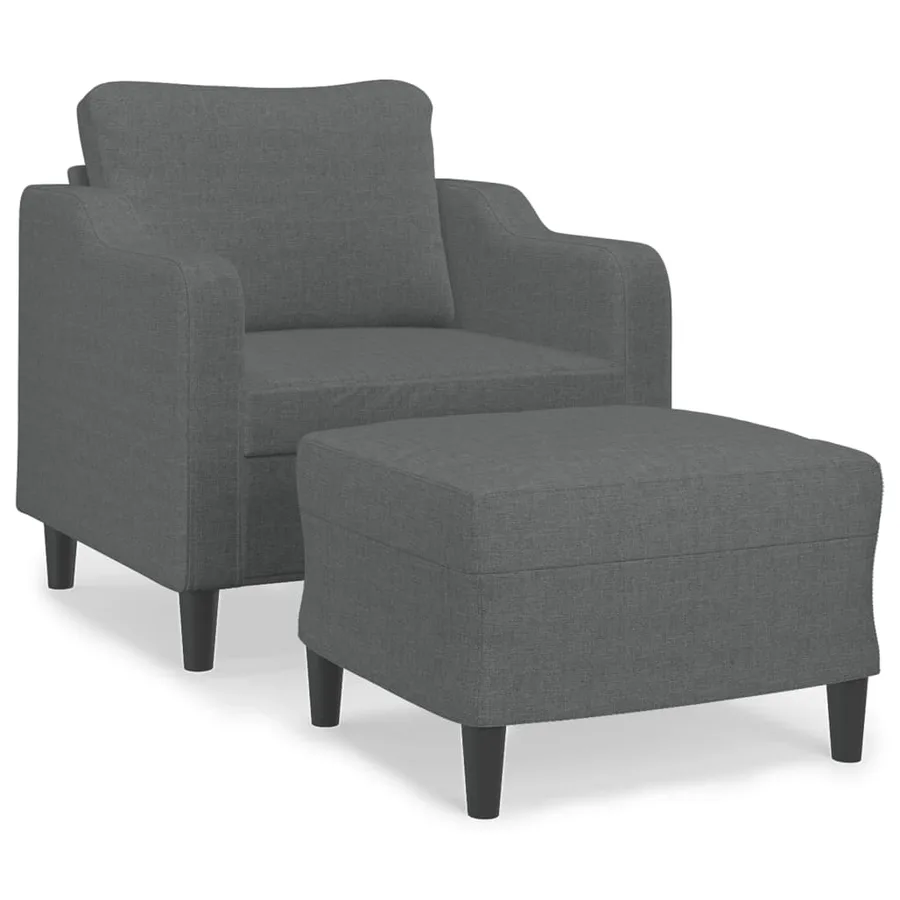 Fauteuil avec repose-pied Gris foncé 60 cm Tissu - 2