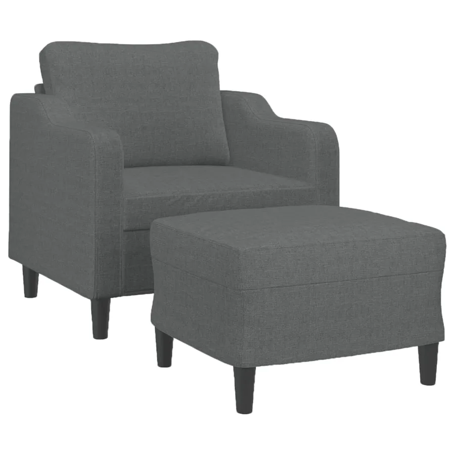 Fauteuil avec repose-pied Gris foncé 60 cm Tissu - 3