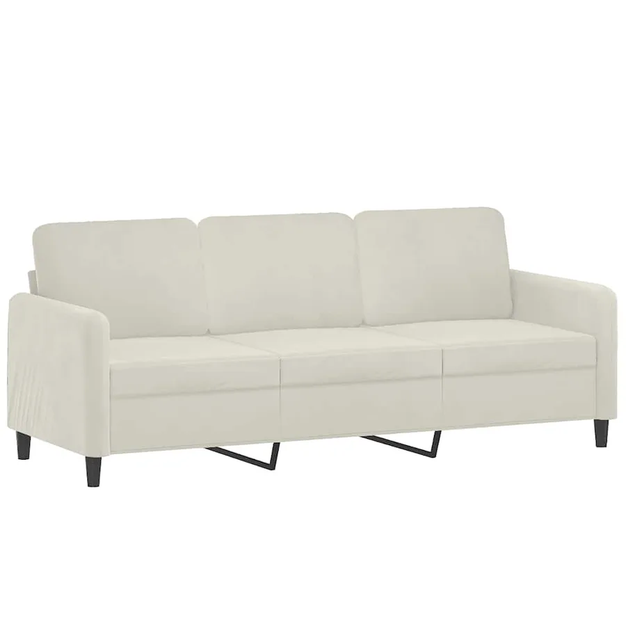 Canapé à 3 places avec repose-pieds Crème 180 cm Velours - 4