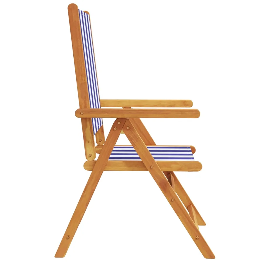 Chaises de jardin lot de 2 bleu/blanc bois acacia massif tissu - 6