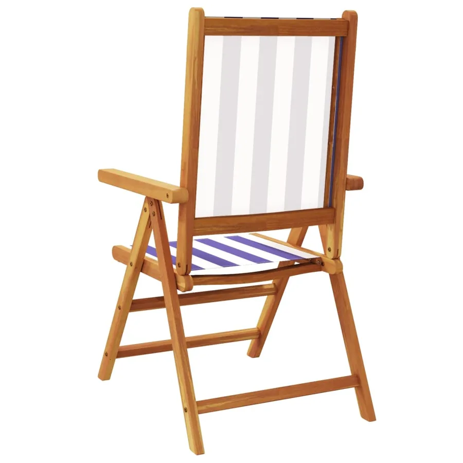 Chaises inclinables de jardin lot de 8 tissu et bois massif - 6