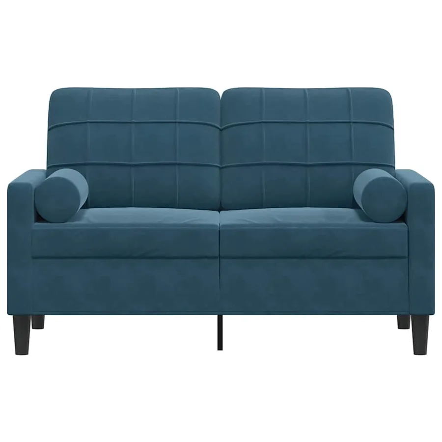 Canapé 2 places avec oreillers décoratifs bleu 120 cm velours - 3