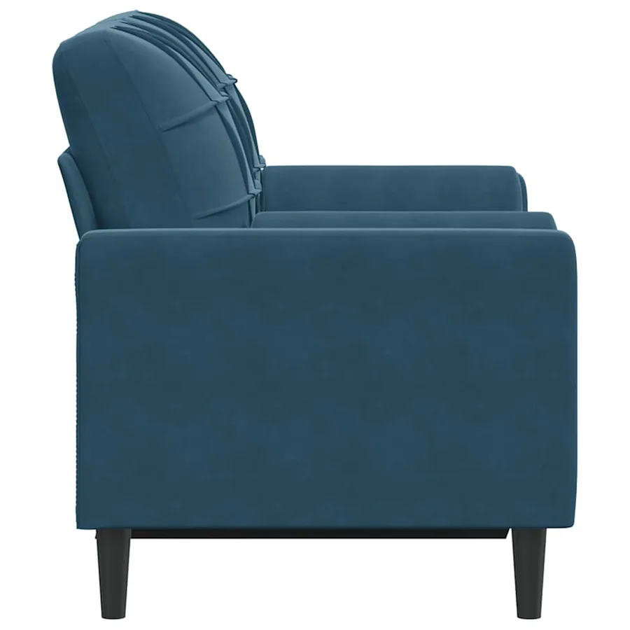 Canapé 2 places avec oreillers décoratifs bleu 120 cm velours - 4