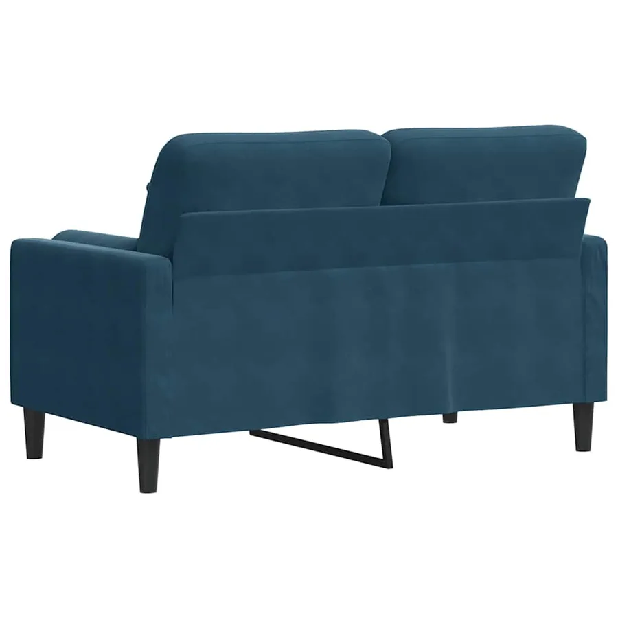 Canapé 2 places avec oreillers décoratifs bleu 120 cm velours - 5