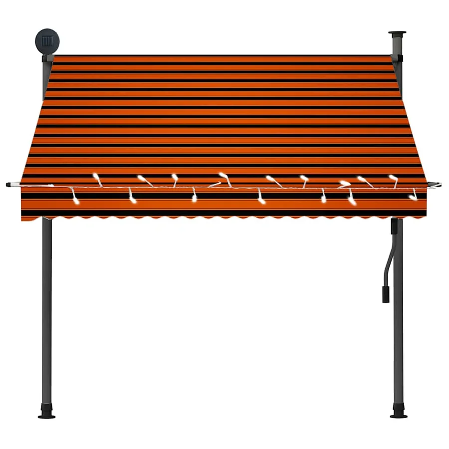 Manual retractable awning with LED 200 cm Orange and brown - 4