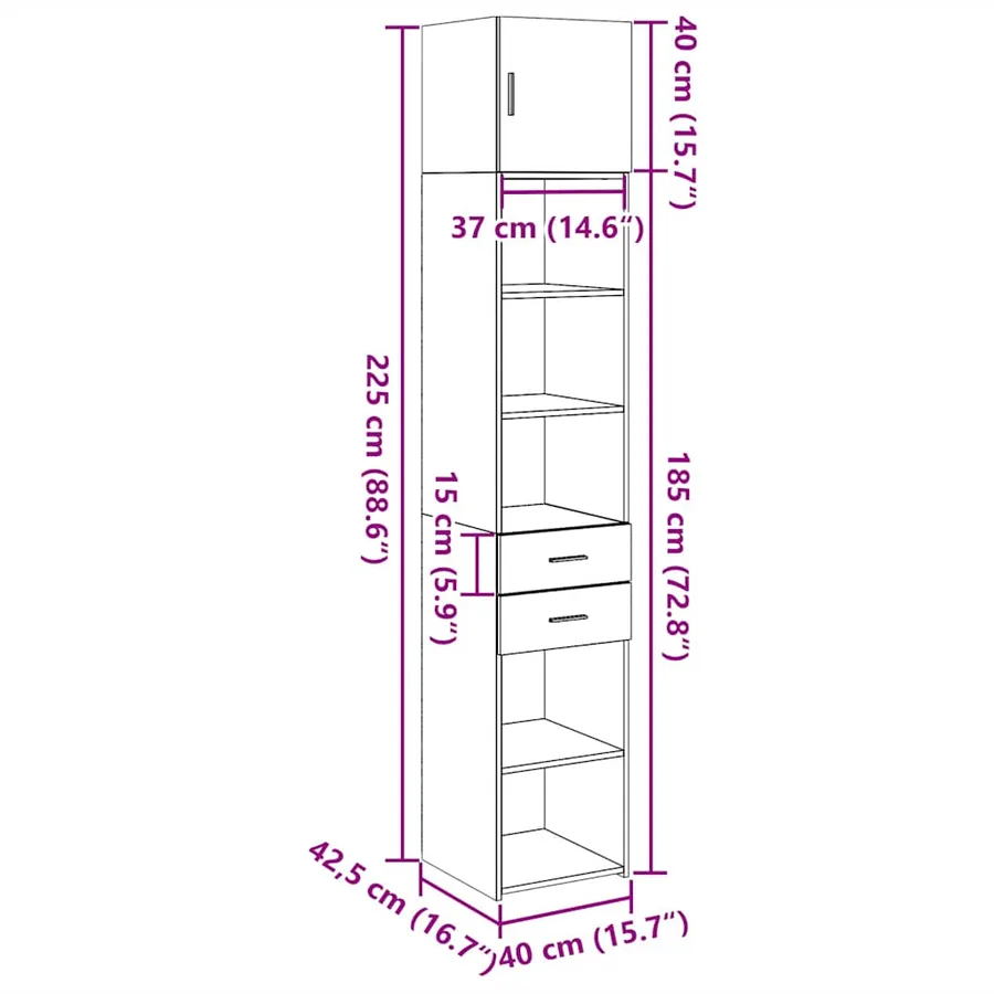 Armoire de rangement mince blanc 40x42,5x225 cm - 14