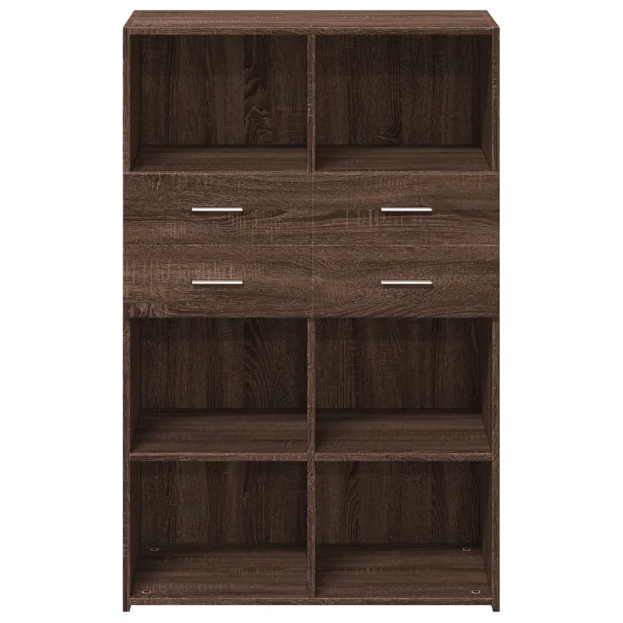 Buffet haut chêne marron 80x42,5x124 cm bois d'ingénierie - 4