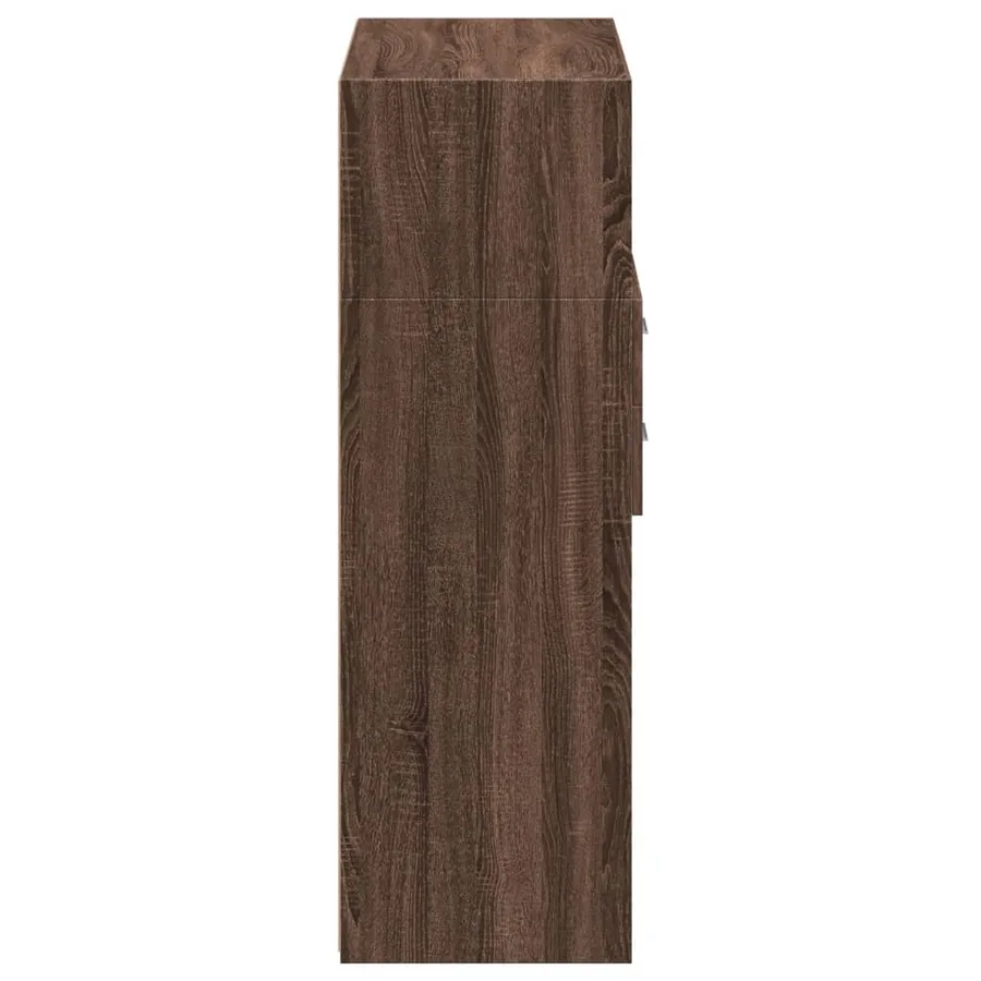 Buffet haut chêne marron 80x42,5x124 cm bois d'ingénierie - 5