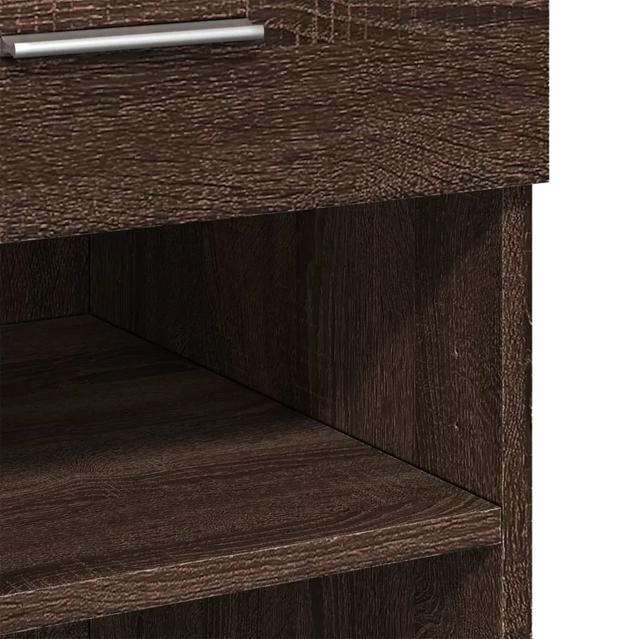 Buffet haut chêne marron 80x42,5x124 cm bois d'ingénierie - 8