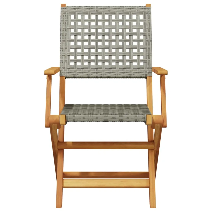 Ensemble de bistro 3 pcs gris résine tressée et bois massif - 4