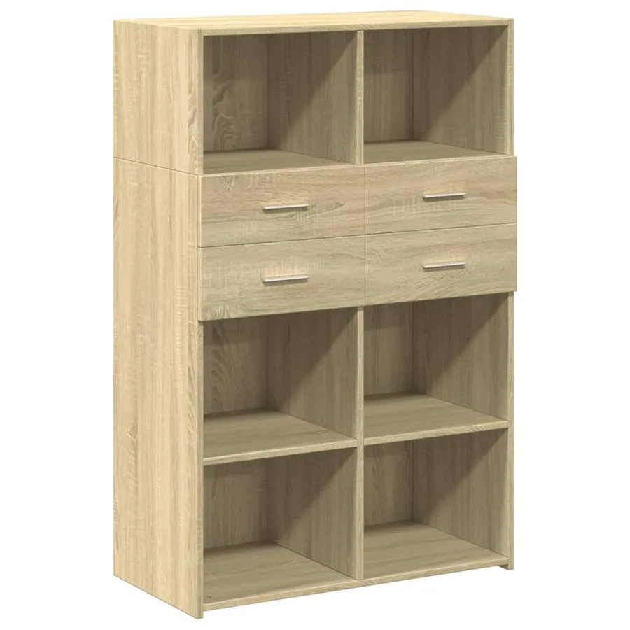 Buffet haut chêne sonoma 80x42,5x124 cm bois d'ingénierie - 2