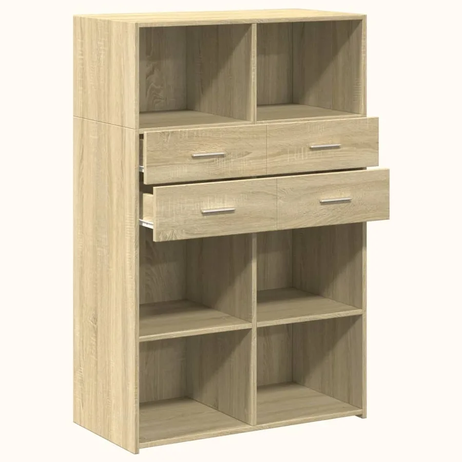 Buffet haut chêne sonoma 80x42,5x124 cm bois d'ingénierie - 7
