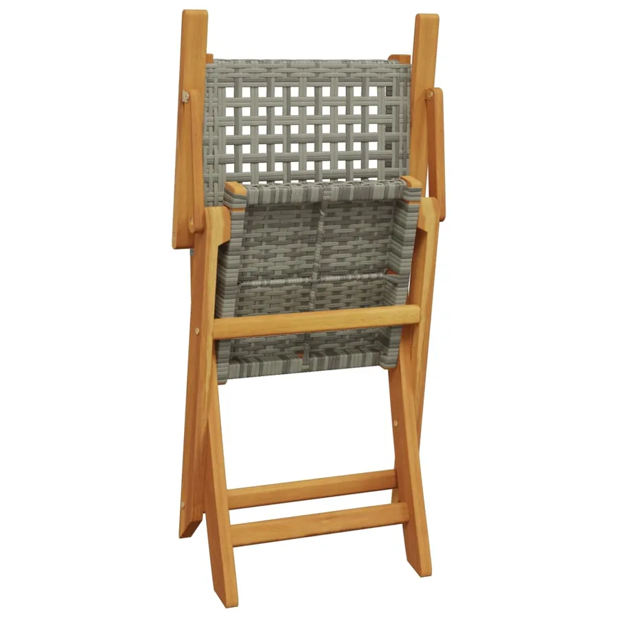 Ensemble à manger de jardin 5 pcs résine tressée et bois massif - 7