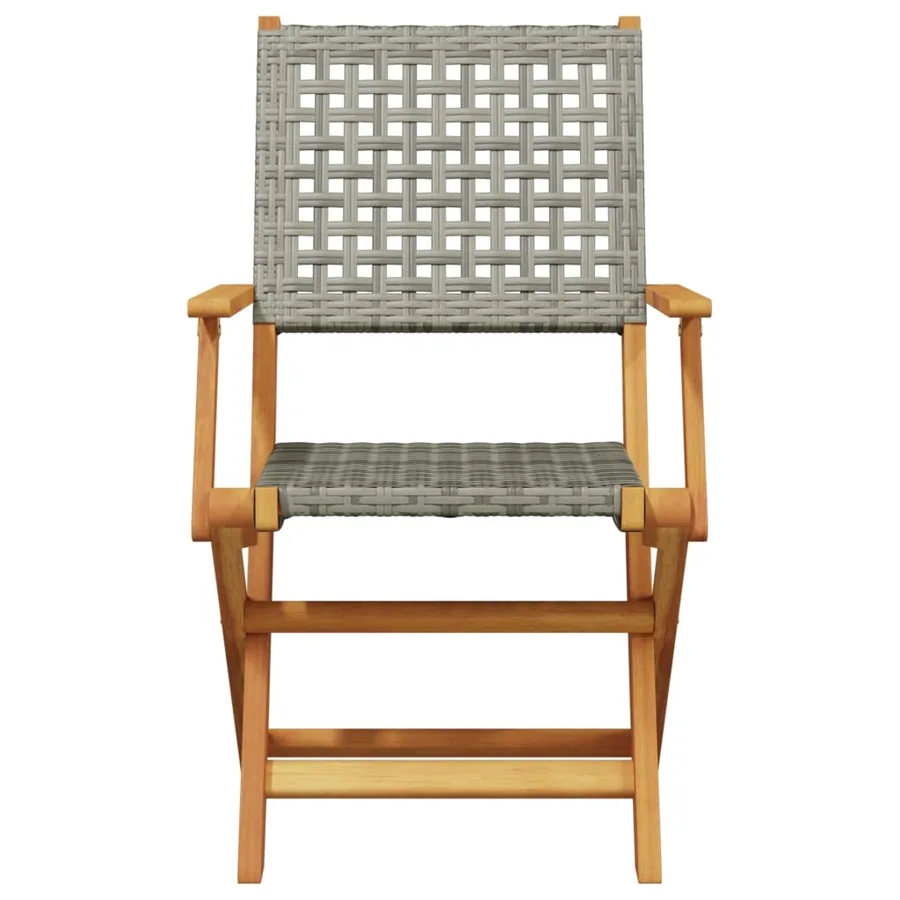 Ensemble de bistro 3 pcs gris résine tressée et bois massif - 4