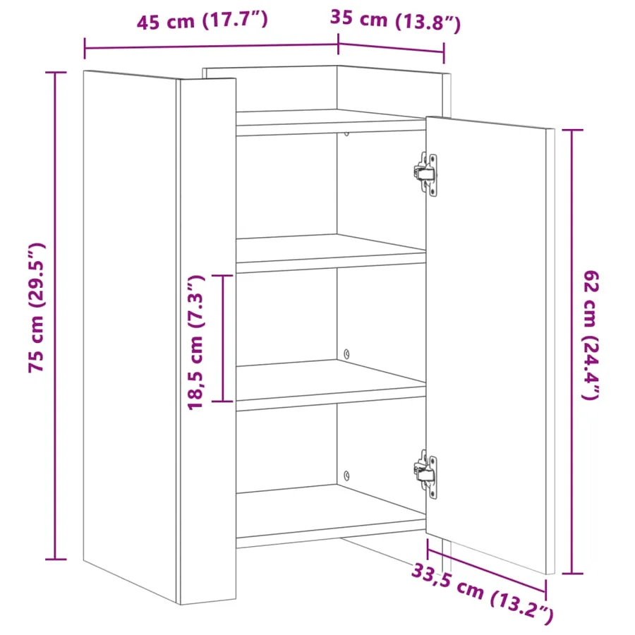 Buffet noir 45x35x75 cm bois d’ingénierie - 12