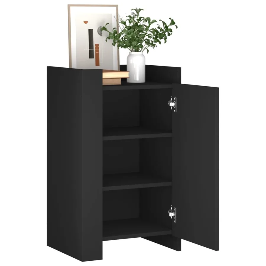 Buffet noir 45x35x75 cm bois d’ingénierie - 3