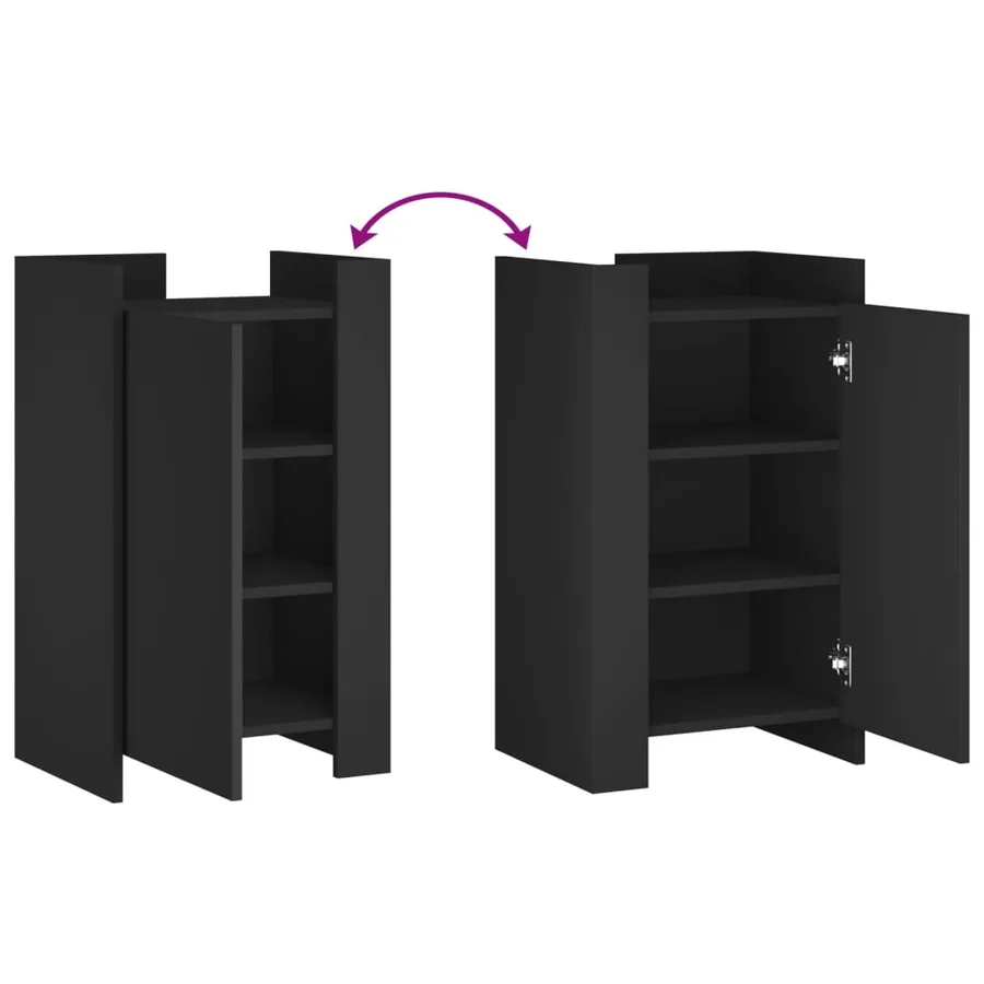 Buffet noir 45x35x75 cm bois d’ingénierie - 8