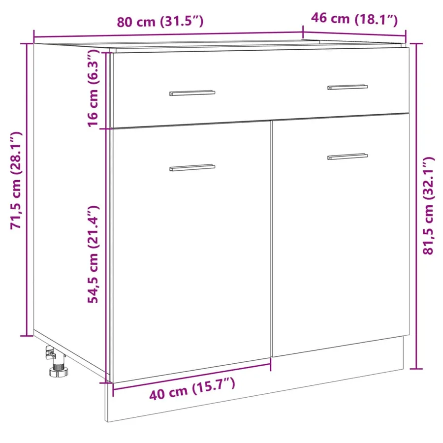 Armoire à tiroirs inférieure "Lyon" Chêne Sonoma 80 x 46 x 81,5 cm Bois d'ingénierie - 13