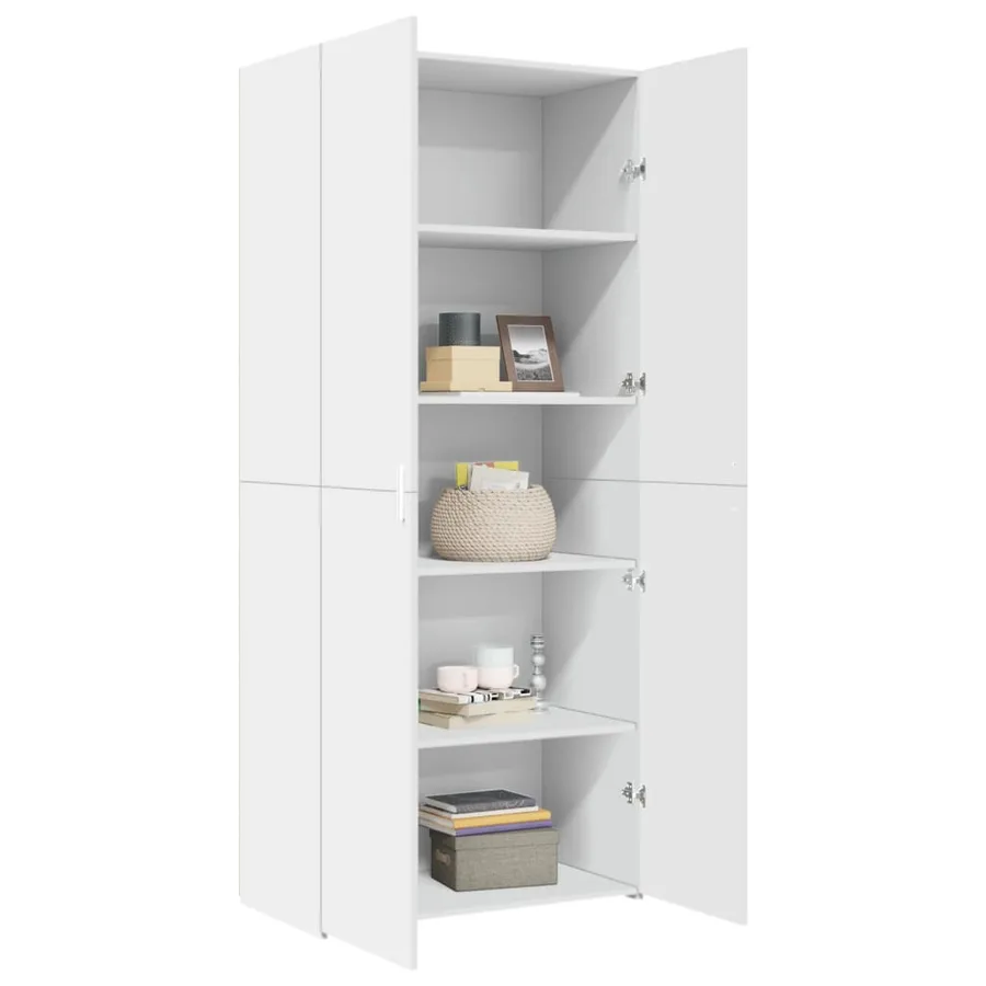 Buffet haut blanc 80x42,5x185 cm bois d'ingénierie - 7