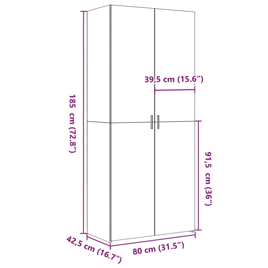 Buffet haut blanc 80x42,5x185 cm bois d'ingénierie - 9