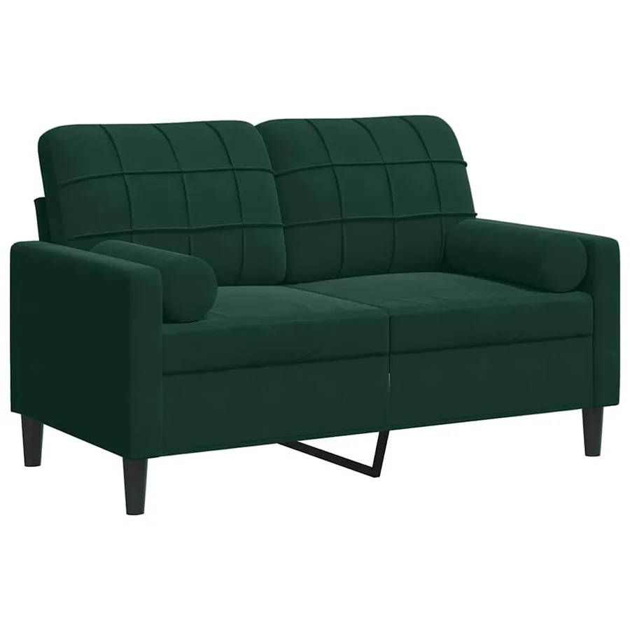 Canapé 2 places avec oreillers vert foncé 120 cm velours - 2