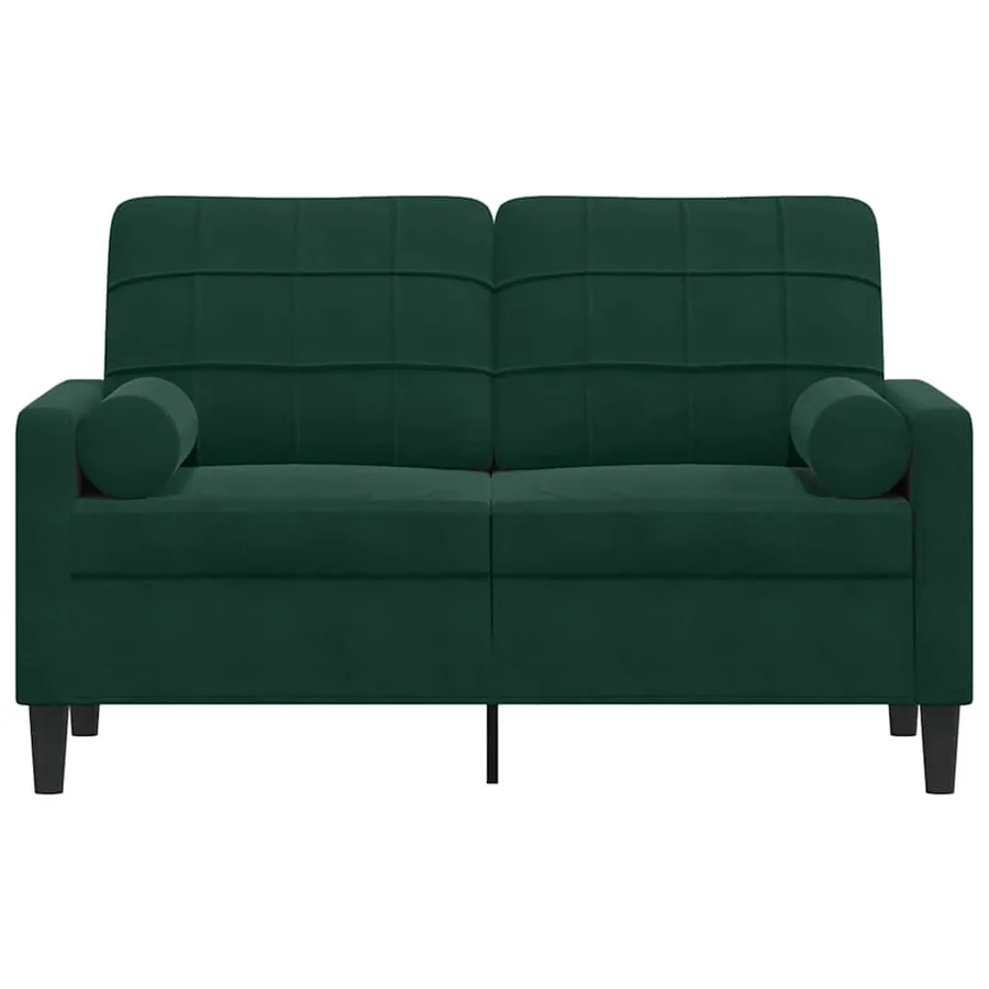 Canapé 2 places avec oreillers vert foncé 120 cm velours - 3