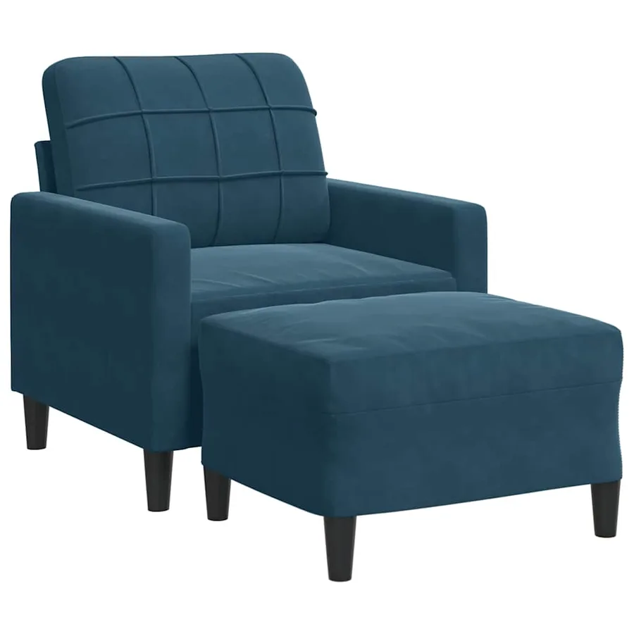 Fauteuil avec repose-pied Bleu 60 cm Velours - 2