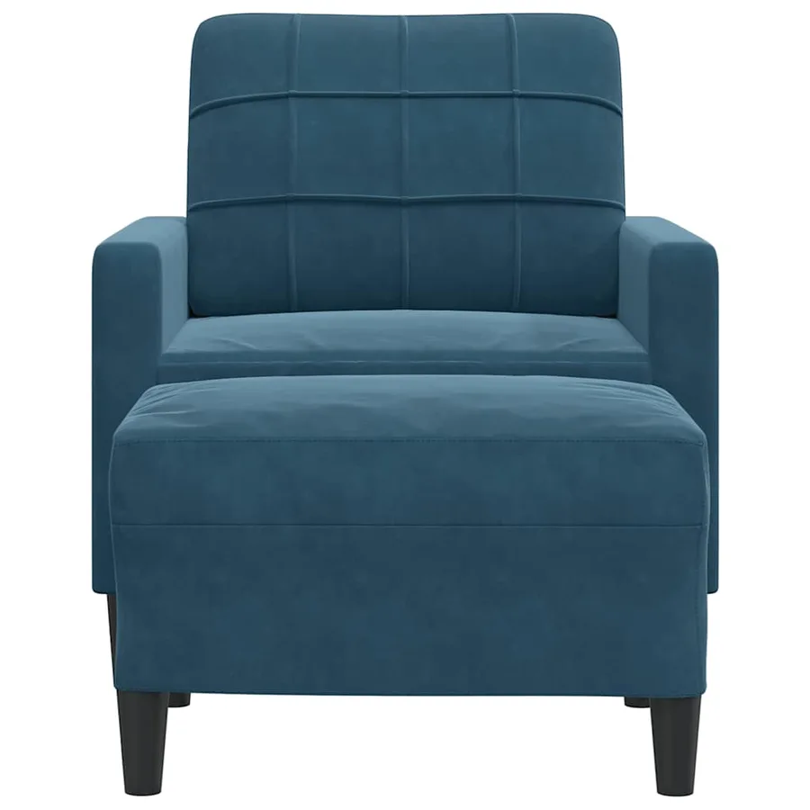 Fauteuil avec repose-pied Bleu 60 cm Velours - 3