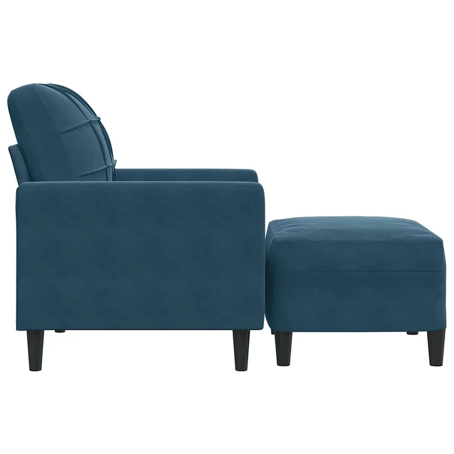 Fauteuil avec repose-pied Bleu 60 cm Velours - 4