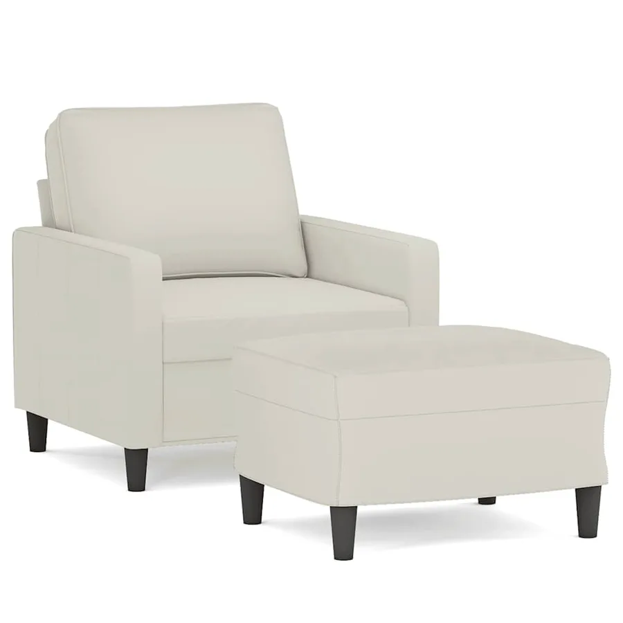 Fauteuil avec repose-pied Crème 60 cm Velours - 2