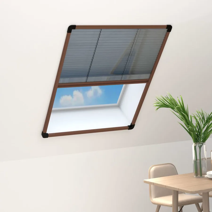 Moustiquaire plissée pour fenêtre Aluminium Marron 80x120 cm