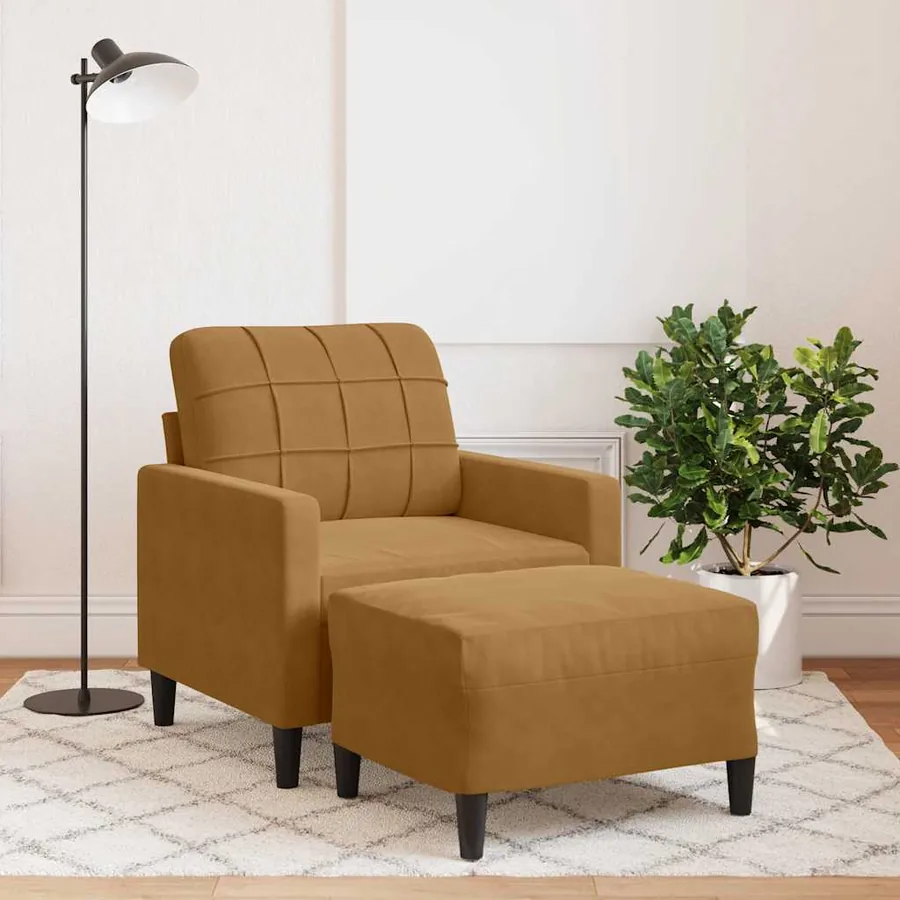 Fauteuil avec repose-pied Marron 60 cm Velours
