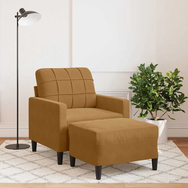 Fauteuil avec repose-pied Marron 60 cm Velours
