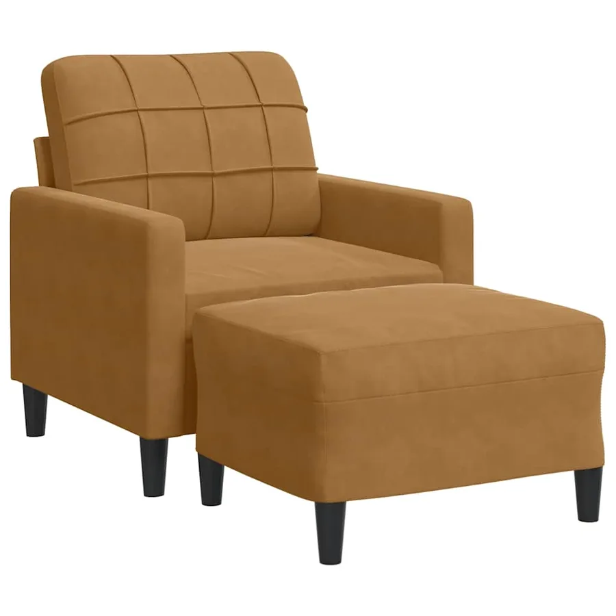 Fauteuil avec repose-pied Marron 60 cm Velours - 2