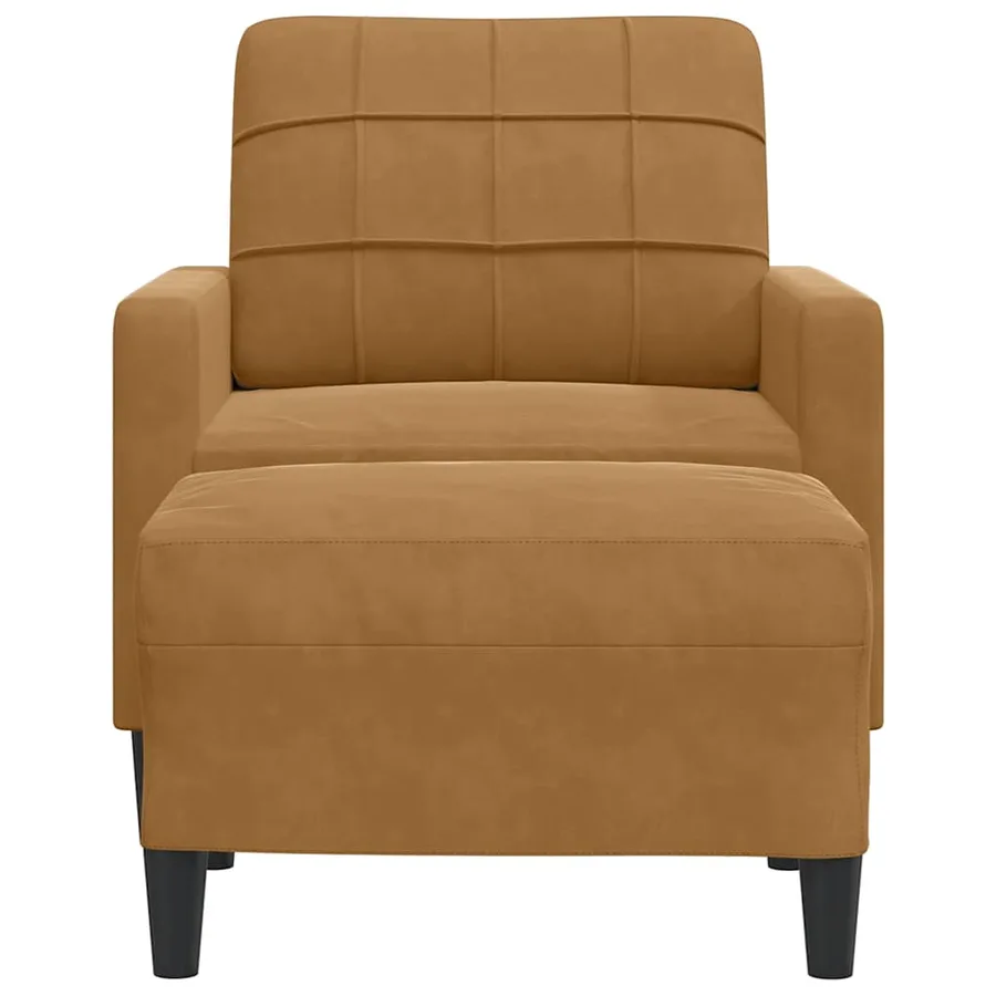 Fauteuil avec repose-pied Marron 60 cm Velours - 3