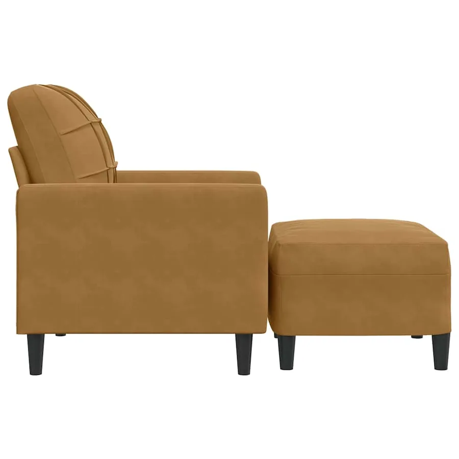 Fauteuil avec repose-pied Marron 60 cm Velours - 4