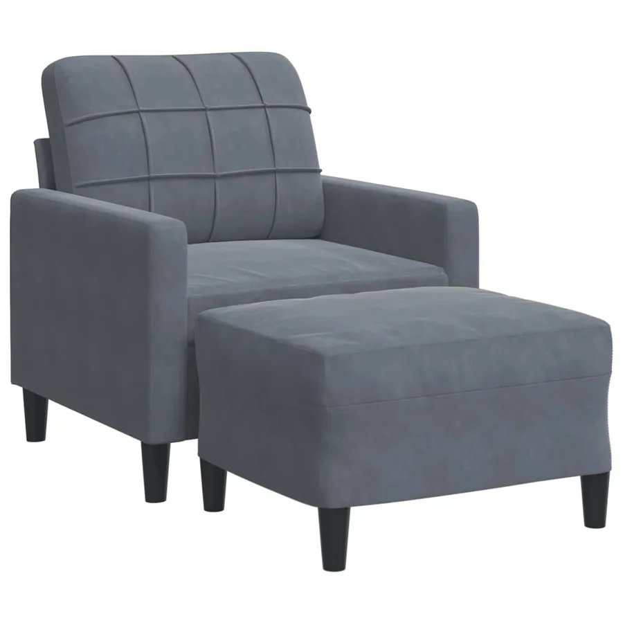 Fauteuil avec repose-pied Gris foncé 60 cm Velours - 2