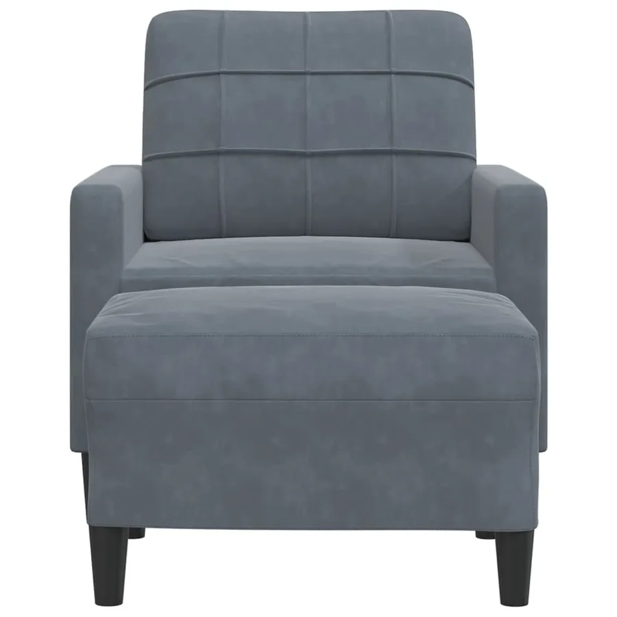 Fauteuil avec repose-pied Gris foncé 60 cm Velours - 3