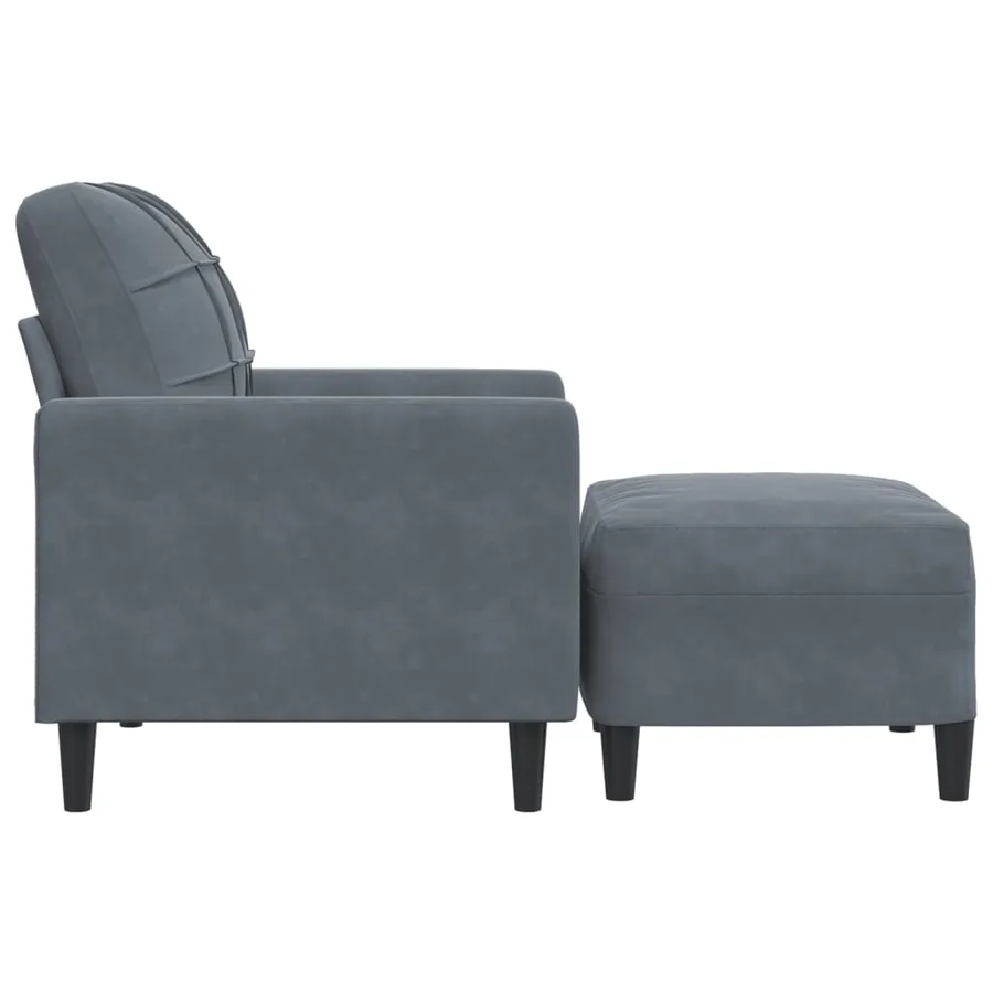 Fauteuil avec repose-pied Gris foncé 60 cm Velours - 4
