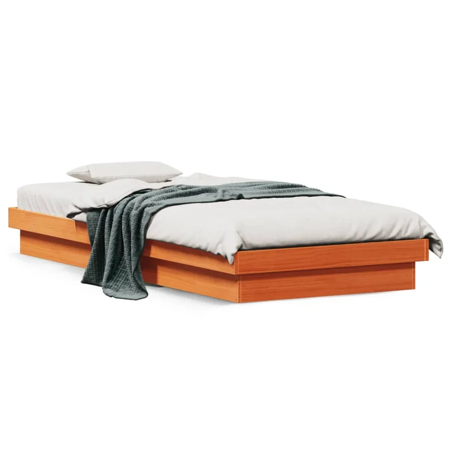 Cadre de lit à LED sans matelas 75x190 cm bois massif - 4