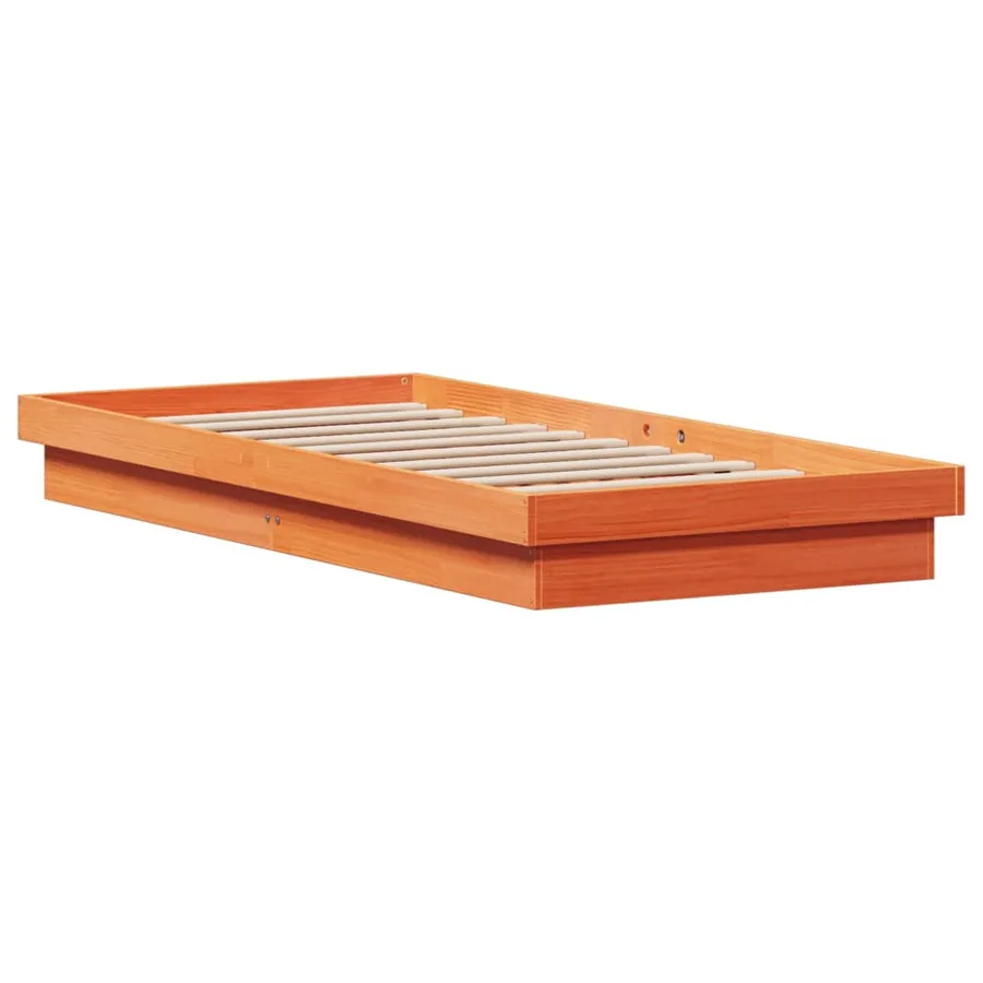 Cadre de lit à LED sans matelas 75x190 cm bois massif - 9