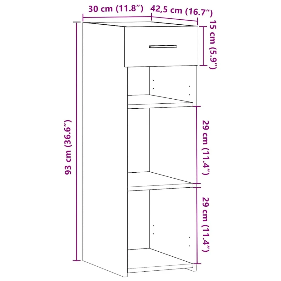 Buffet noir 30x42,5x93 cm bois d'ingénierie - 10