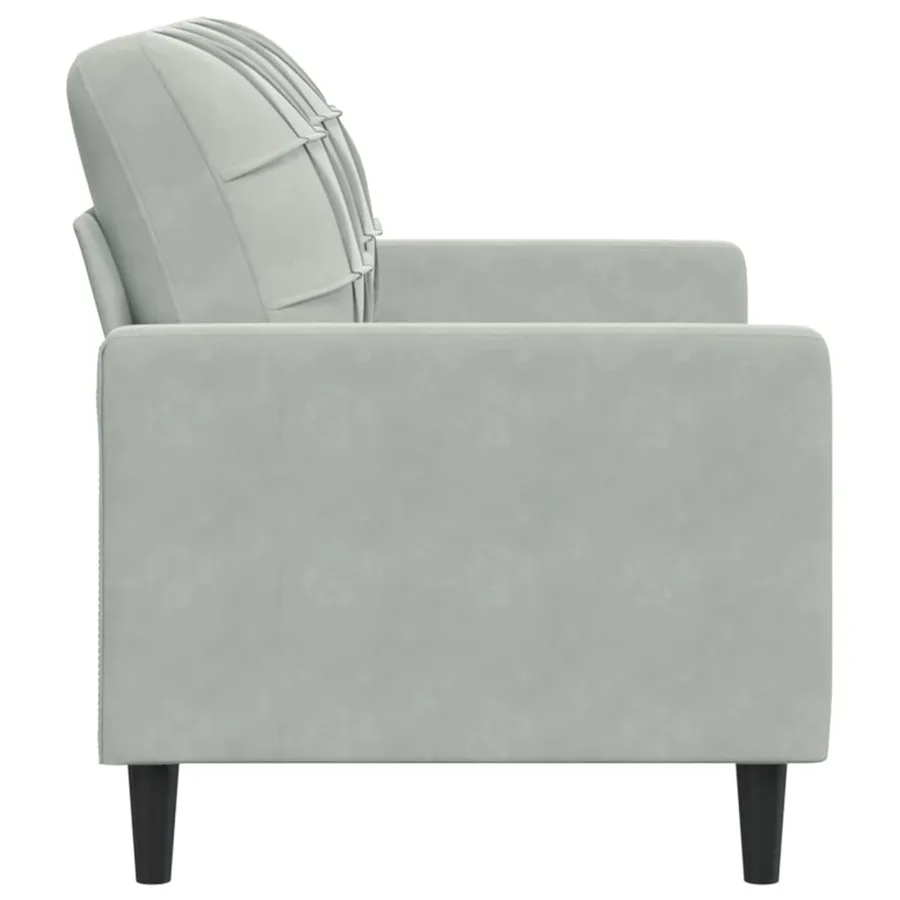 Canapé à 2 places Gris clair 120 cm Velours - 5